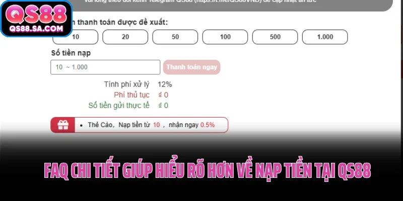 FAQ chi tiết giúp hiểu rõ hơn về nạp tiền tại QS88 FAQ chi tiết giúp hiểu rõ hơn về nạp tiền tại QS88